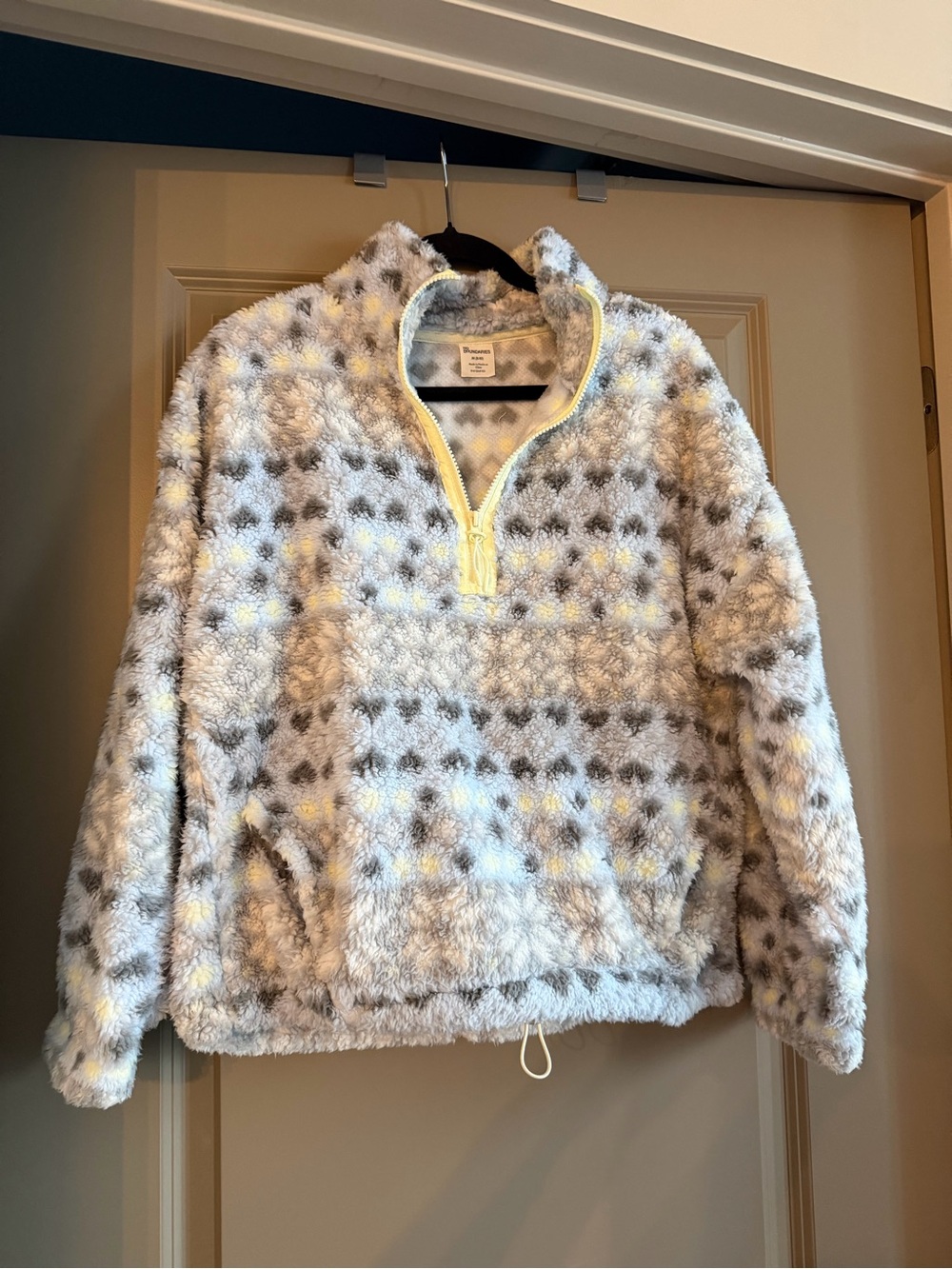 No Boundaries Plush Half-Zip Pullover - Cream, Gray & Yellow Accents